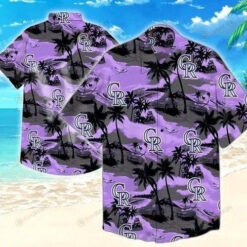 Colorado Rockies Palm Hawaiian Shirt In Purple