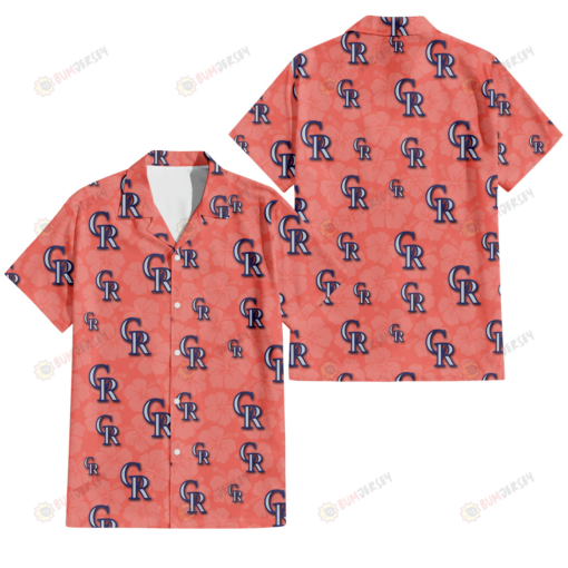 Colorado Rockies Peach Puff Hibiscus Tomato Orange Background 3D Hawaiian Shirt