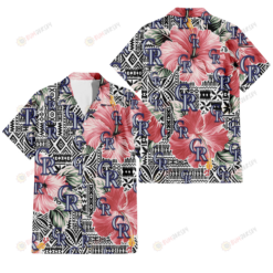 Colorado Rockies Pink Hibiscus Black Pattern White Background 3D Hawaiian Shirt