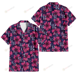 Colorado Rockies Plum Vilolet Hibiscus Dark Navy Leaf Black 3D Hawaiian Shirt