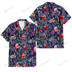 Colorado Rockies Red Hibiscus Caro Black Background 3D Hawaiian Shirt