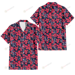 Colorado Rockies Red Hibiscus Dark Gray Background 3D Hawaiian Shirt