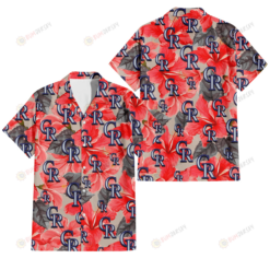 Colorado Rockies Red Hibiscus Gray Leaf Gainsboro Background 3D Hawaiian Shirt