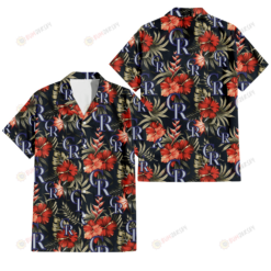 Colorado Rockies Red Hibiscus Green Leaf Dark Background 3D Hawaiian Shirt