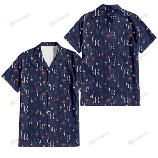 Colorado Rockies Small Hibiscus Buds Navy Background 3D Hawaiian Shirt