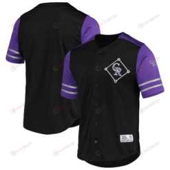 Colorado Rockies Stitches Button-Up Jersey - Black/Purple Jersey