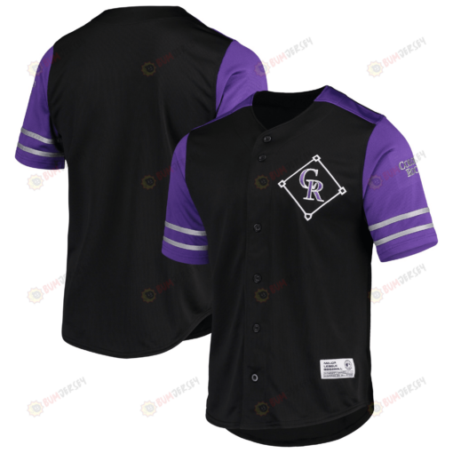 Colorado Rockies Stitches Button-Up Jersey - Black/Purple Jersey