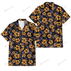 Colorado Rockies Tiny Yellow Hibiscus Black Background 3D Hawaiian Shirt