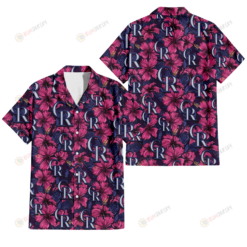 Colorado Rockies Violet Red Blue Leaf Black Background 3D Hawaiian Shirt