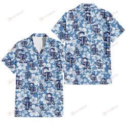 Colorado Rockies White Hibiscus Light Blue Texture Background 3D Hawaiian Shirt