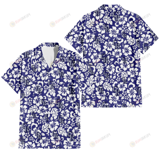 Colorado Rockies White Hibiscus Pattern Slate Blue Background 3D Hawaiian Shirt