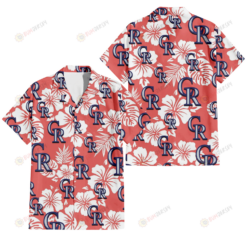 Colorado Rockies White Hibiscus Salmon Background 3D Hawaiian Shirt