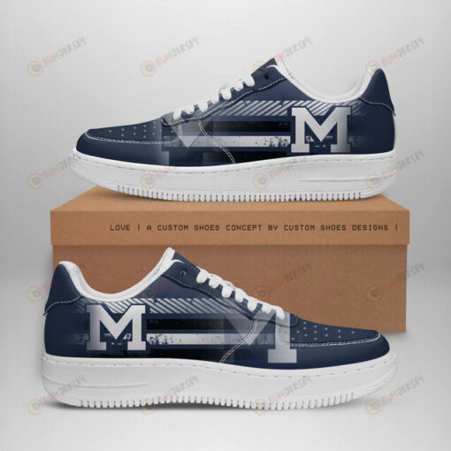 Colorado School Of Mines Orediggers Logo Stripe Pattern Air Force 1 Printed In Navy