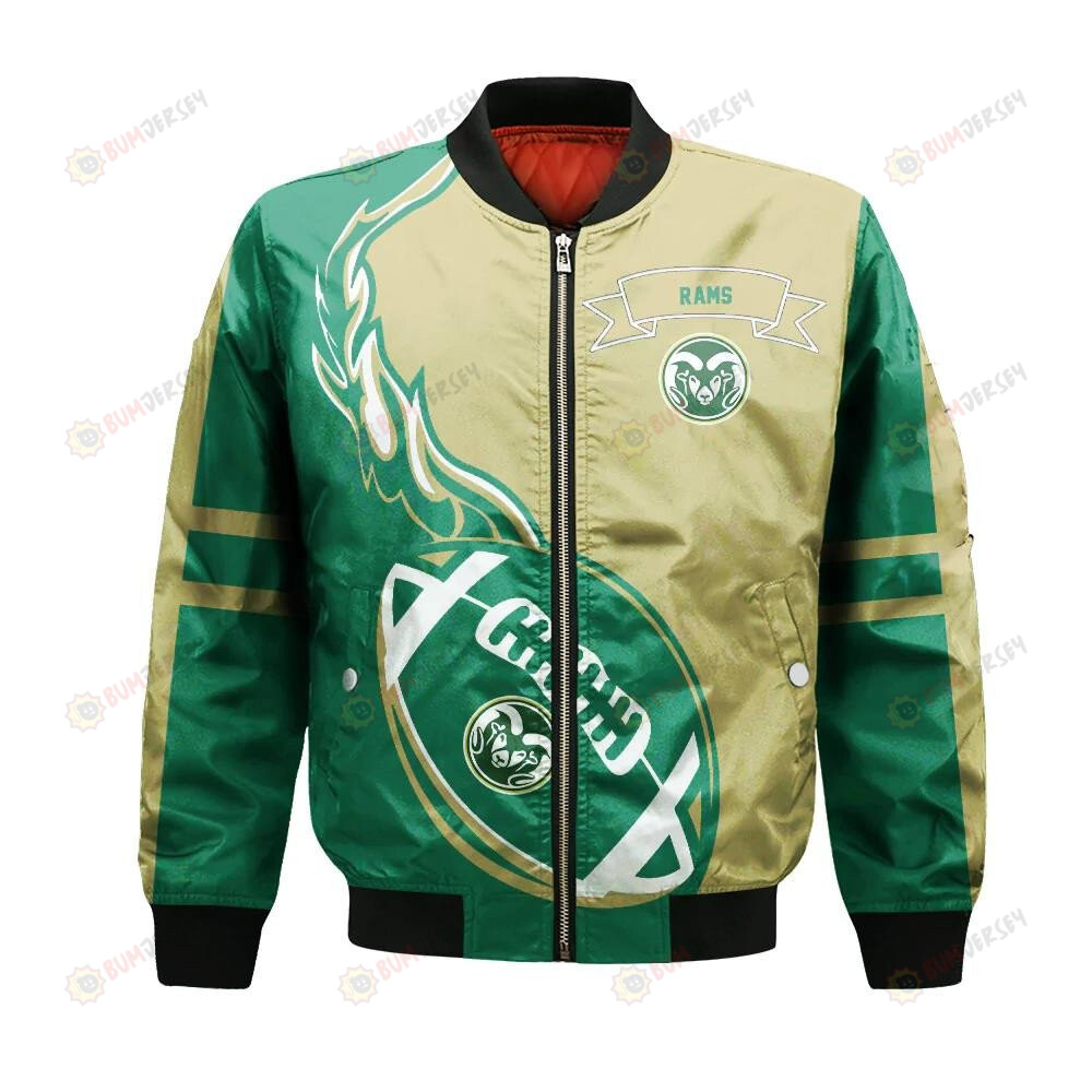 Colorado State Rams Bomber Jacket 3D Printed Flame Ball Pattern