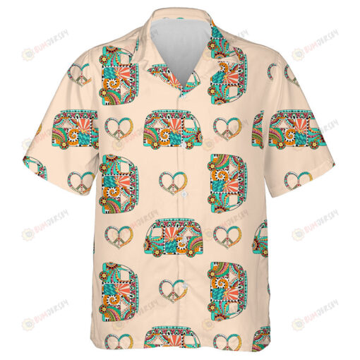 Colorful Abstract Flowers Hippie Symbolic Mushrooms And Dove Hawaiian Shirt