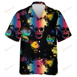 Colorful Background With Butterflies Human Skulls And Lily Flowers Hawaiian Shirt