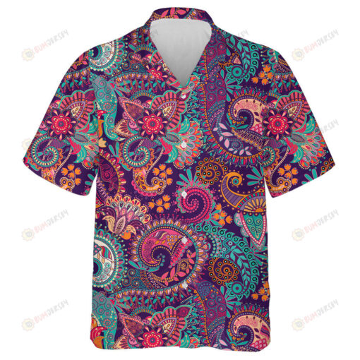 Colorful Florals Indian Decorative Paisley Hand Drawn Pattern Hawaiian Shirt