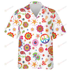 Colorful Hippie Peace Symbol Acoustic Guitars And Ssneakers Pattern Hawaiian Shirt