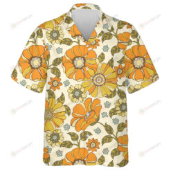 Colorful Large Scale Hand Drawn Floral Retro Style Design Hawaiian Shirt