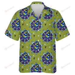 Colorful Magic Mushrooms Doodle Pattern In Hippie Style Hawaiian Shirt