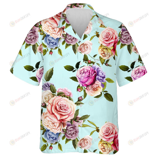 Colorful Rose Peony Branches Beautiful Flowers Themed Design Hawaiian Shirt