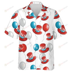 Colors Balloon And American Hat On White Background Hawaiian Shirt