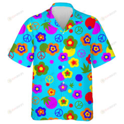 Coloured Lines Simple Daisy Floral And Dots Hippie Decorative Design Hawaiian Shirt