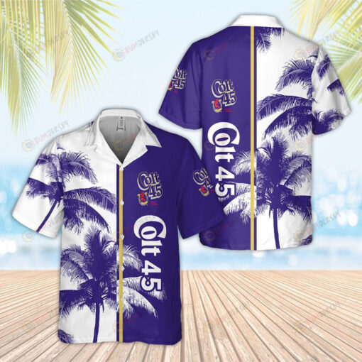 Colt 45 Palm 3D Printed Hawaiian Shirt In White And Purple