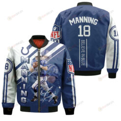 Colts Peyton Manning Pattern Bomber Jacket - Blue