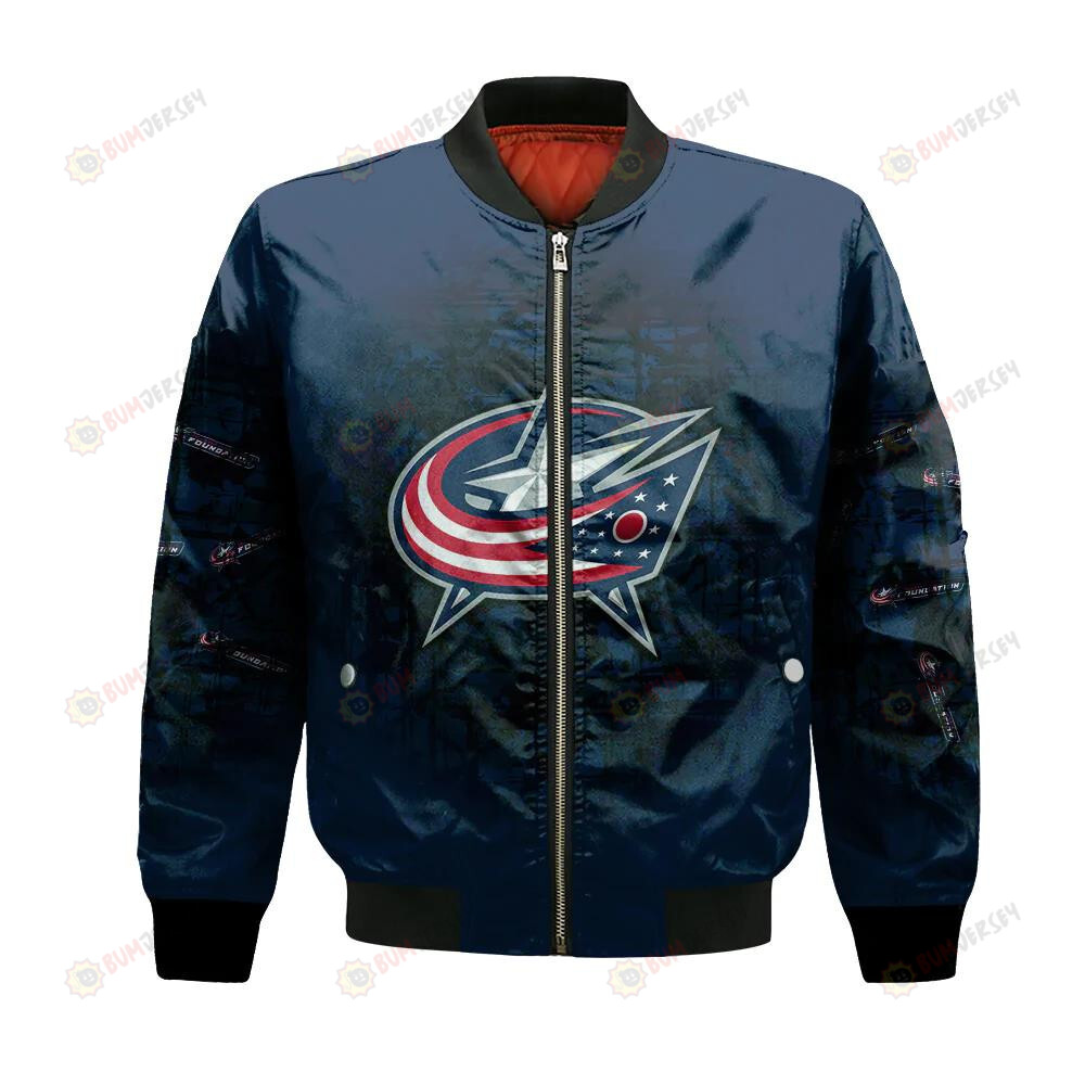 Columbus Blue Jackets Bomber Jacket 3D Printed Camouflage Vintage