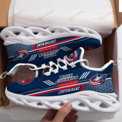 Columbus Blue Jackets Logo Custom Name Pattern 3D Max Soul Sneaker Shoes In Blue