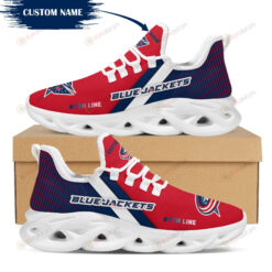 Columbus Blue Jackets Logo Custom Name Pattern 3D Max Soul Sneaker Shoes In Red And Blue