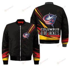 Columbus Blue Jackets Logo On Black Pattern Bomber Jacket
