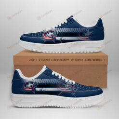 Columbus Blue Jackets Logo Stripe Pattern Air Force 1 Printed In Blue