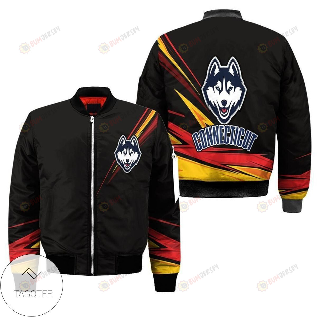 Connecticut Uconn Huskies NCAA Logo Team 3D Bomber Jacket
