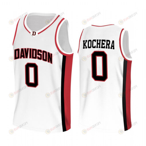 Connor Kochera 0 Davidson Wildcats White Jersey 2022-23 College Basketball