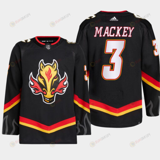 Connor Mackey 3 Calgary Flames Black Jersey 2022-23 Blasty Alternate Primegreen