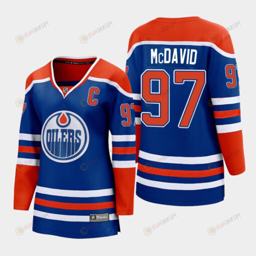 Connor McDavid 97 Edmonton Oilers 2022-23 Home Women Premier Breakaway Player Jersey Royal