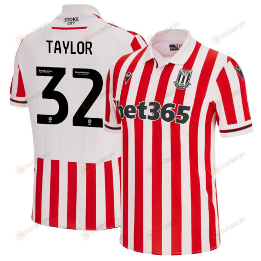 Connor Taylor 32 Stoke City FC 2023/24 Home Men Jersey - White Red