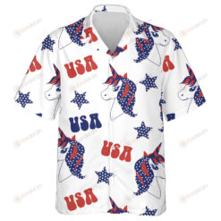 Cool Patriotic Unicorn Head American Repeated Pattern Hawaiian Shirt