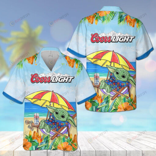 Coors Light Baby Yoda Beach Vibes Hawaiian Shirt In Light Blue