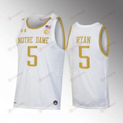 Cormac Ryan 5 Notre Dame Fighting Irish White Jersey 2022-23 College Basketball