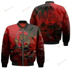 Cornell Big Red Bomber Jacket 3D Printed Coconut Tree Tropical Grunge