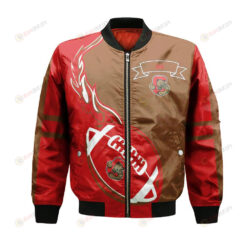 Cornell Big Red Bomber Jacket 3D Printed Flame Ball Pattern