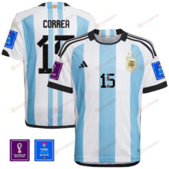 Correa 15 Argentina National Team Qatar World Cup 2022-23 Patch Home Jersey