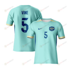 Cortnee Vine 5 Australia 2023 Youth Away Jersey - Turquoise - All Over Printed Jersey