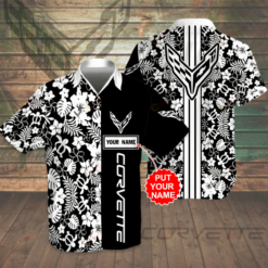 Corvette Custom Name Hawaiian Shirt With Floral And Leaves Pattern
