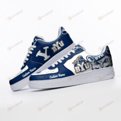 Cougars Mascot Logo Pattern Custom Name Air Force 1 Printed In Blue