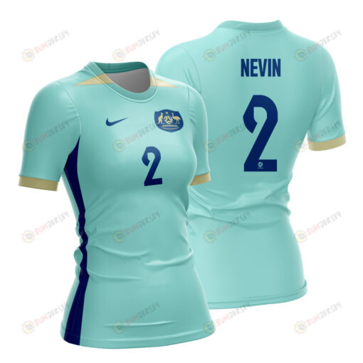 Courtney Nevin 2 Australia 2023 Women Away Jersey - Turquoise - All Over Printed Jersey