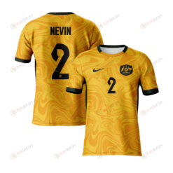 Courtney Nevin 2 Australia 2023 Youth Home Jersey - Yellow - All Over Printed Jersey